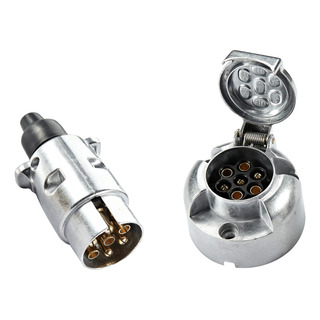 Kit Tomada Alumínio Engate Cromada 7 Polo Carretinha Reboque Kit Tomada Alumínio Engate Cromada 7 Polo Carretinha Reboque