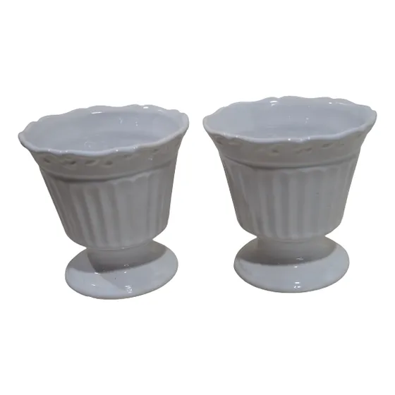 Par De Vasos Taças Francesas Francesinhas Em Cerâmica