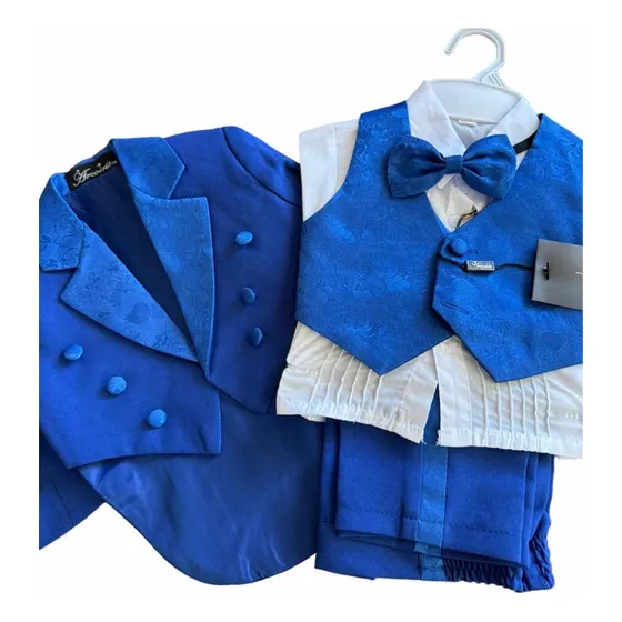 Traje Terno Conjunto Color Azul De Bebé Azul 6 Meses