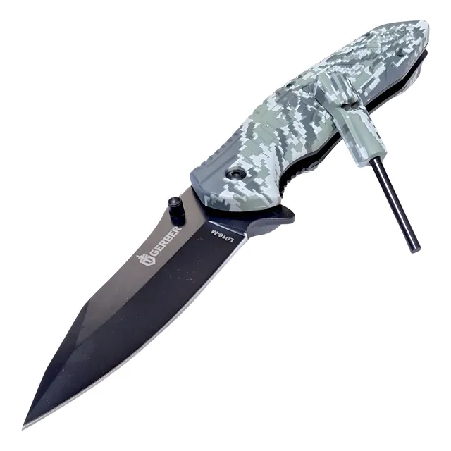 Navaja Tactica Gb L018 Semi Automática Acero Inox Pedernal