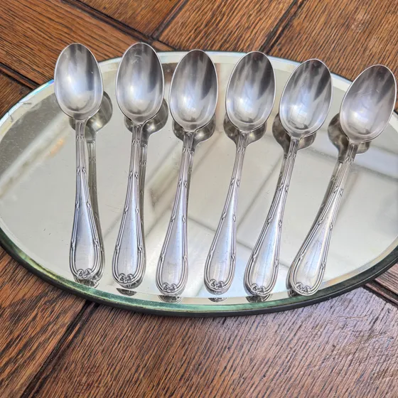 Juego 6 Cucharas De Té Metal Plateado Plata Lappas Bagatelle