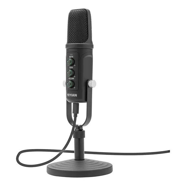 Yeyian Kit Micrófono Condensador YSA-UCHQ-01 Alámbrico USB Negro Incluye Soporte de Brazo Soporte de Escritorio Filtro Pop y Cable USB A/B