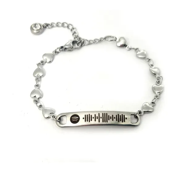 Pulsera Con Código Spotify De Acero Corazones Chica