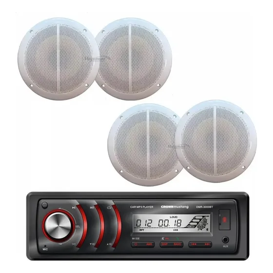 Parlante Nautico X4+ Estereo Usb Bluethooth Lanchas Combo Barcos 