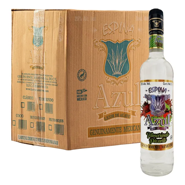 Caja Licor De Agave Espina Azul Tamarindo Picante 1000 Ml