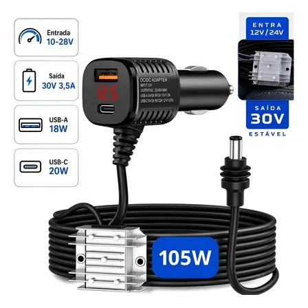 Cabo Conversor Adaptador Veicular Starlink Mini Tipoc Digtal Preto 12v/24v