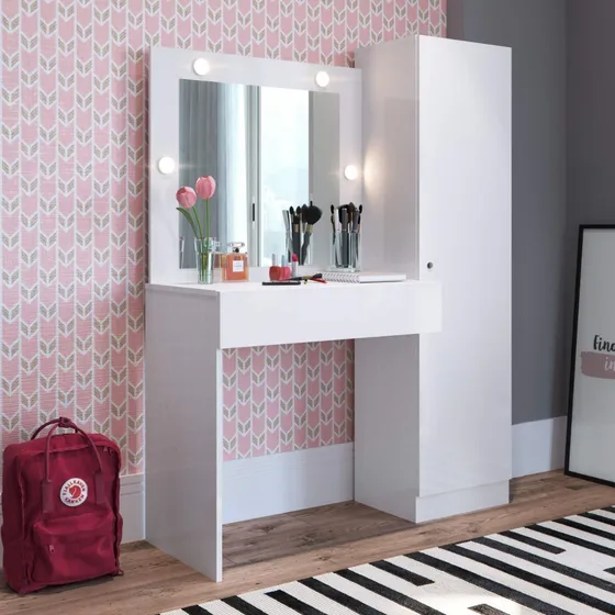 Cómoda Tocador Con Espejo Y Sistema De Luces - Armario