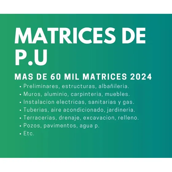 Matrices De Análisis De Precios Unitarios 2025