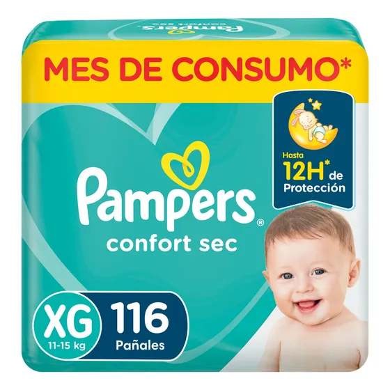 Pañales Desechables Confort Sec Xg 116 Unidades Pampers