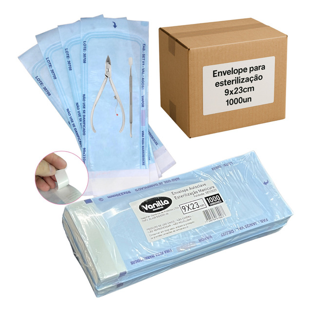 Envelope Autoclave Esterilização Manicure 9cm X 23cm 1000 Un Cor 1000un Envelope Autoclave Esterilização Manicure 9cm X 23cm 1000 Un Cor 1000un