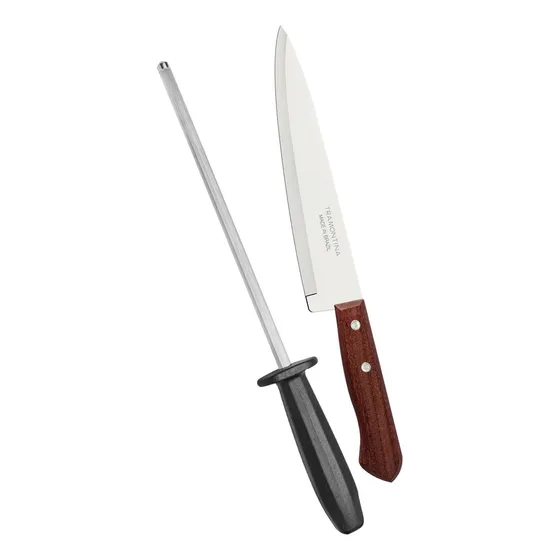 Set X 2 Pza Cuchillos Chaira Cocina Mango Madera Tramontina 