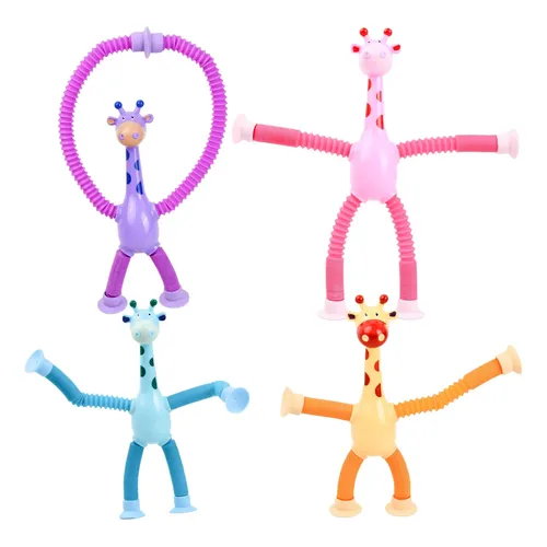 KEWUF Set De 4 Robots Astronauta Telescópicos Con Ventosa – Juguetes Sensoriales De Colores Para Niños – Flexibles Y Deformables Para Juego Creativo
