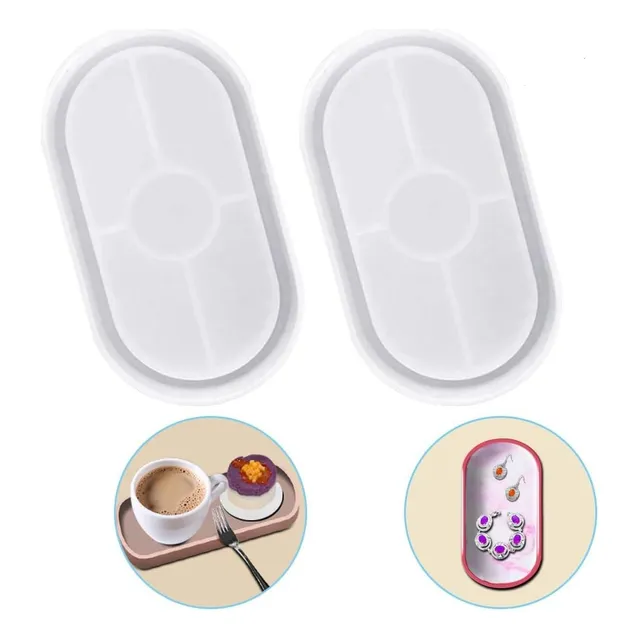 Molde Silicona Bandeja Posa Vaso Oval Resina, Yeso 