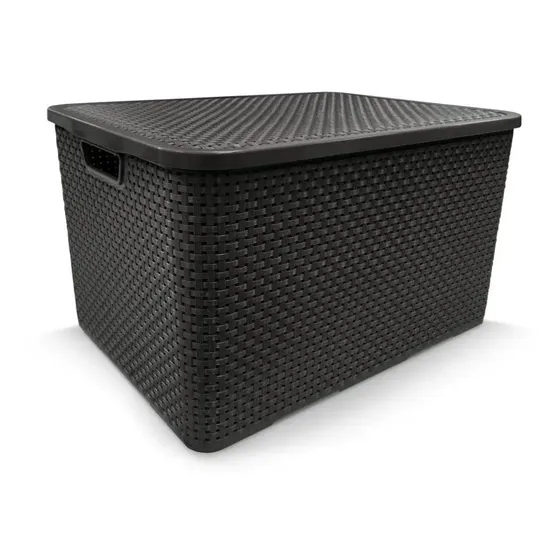 Caixa Organizadora Rattan Com Tampa 40 Litros 25603 Arqplast
