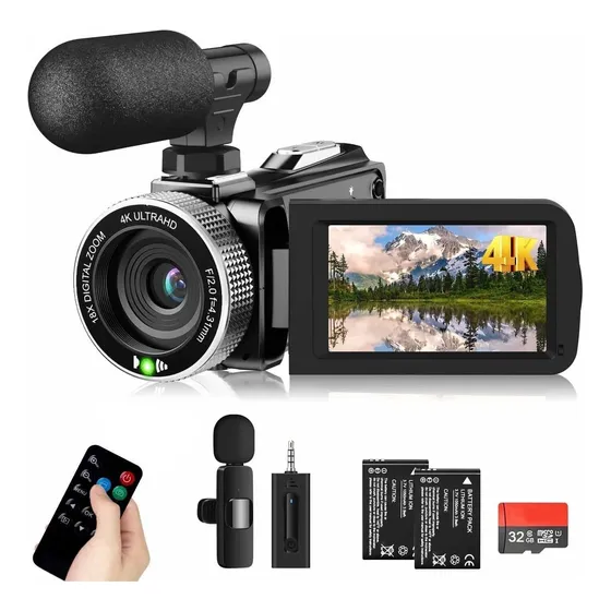 Câmera De Vídeo 4k 60fps Câmera 48mp Com Microfone De
