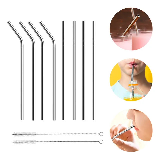 Set De Sorbetes Reutilizables De Acero Inoxidable