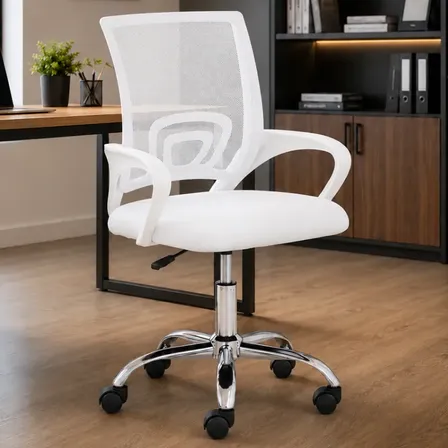 Cadeira De Escritório Ergonômica Giratória Ajustavel Diretor Branco Algodão