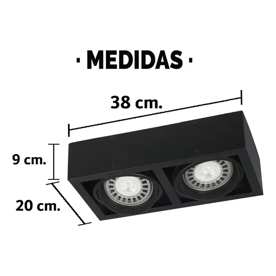 Aplique Plafon Box 2 Luces Cardanico Lampara Ar111 Led Gu10