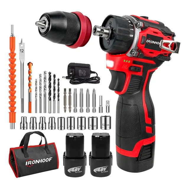 Taladro Rotomartillo Inalámbrico Atornillador De Impacto Ironhoof MXIR205-XMMXF153RB Sin Escobillas Color Rojo