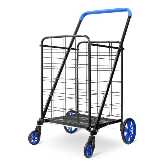 Carrito De Mercado De Acero Con Ruedas Giratorias De 360° 