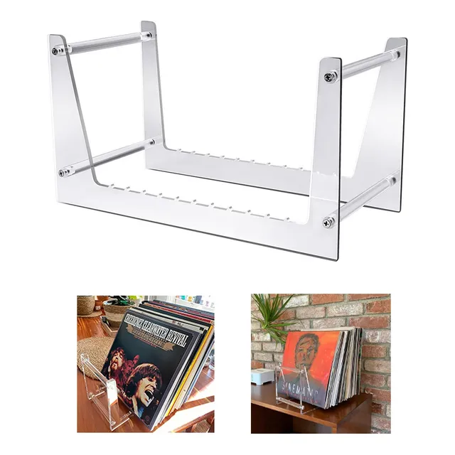 Estante Transparente Almacenamiento Discos Vinilo 34.5x19cm
