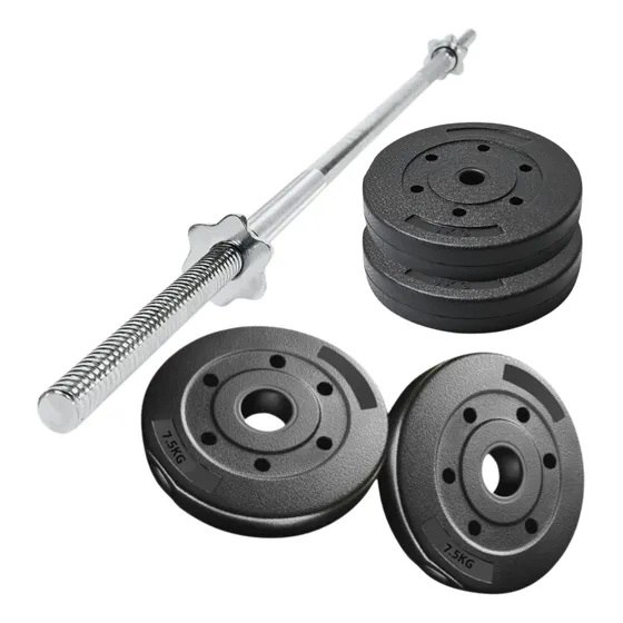 Barra Preolímpica 120cm Cromada +25 Kg En Discos Linea Sport