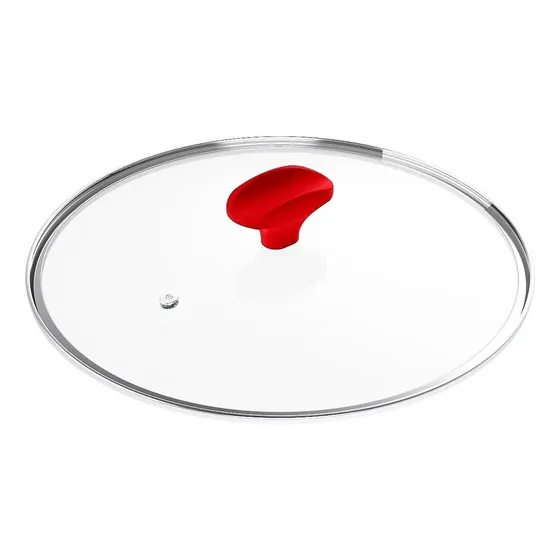 Tampa De Vidro Panela Ichef Polishop - Shark Series - 24cm Cor Vermelho