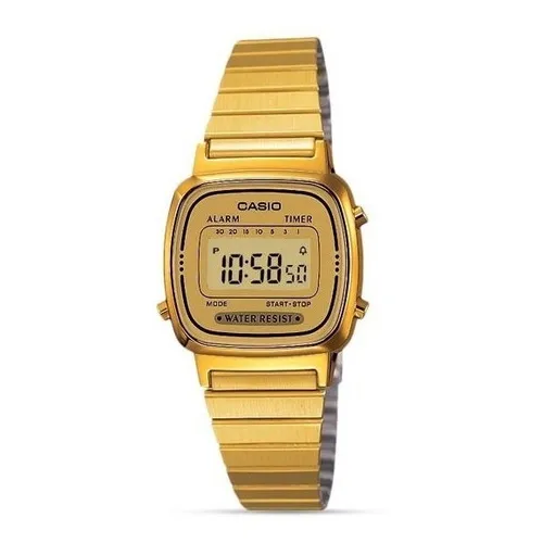 Casio LA-670WGA-9D Reloj Retro Vintage Dorado Para Dama Color Del Fondo Café Claro Color De La Correa Dorado Color Del Bisel Dorado