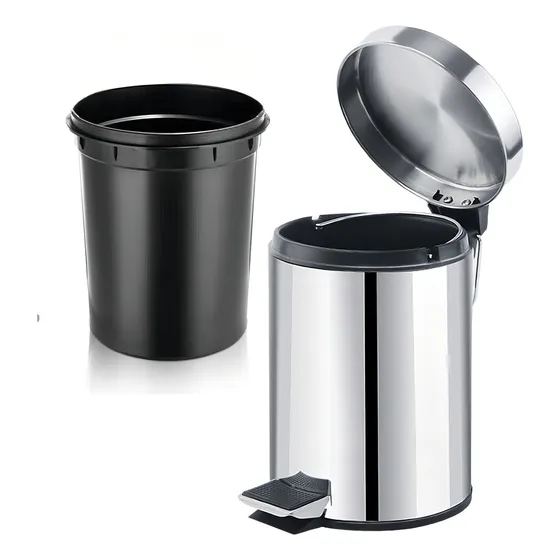 Basurero metálico 3 L Papelero papelera bote de basura de Pedal Acero Inoxidable Cocina Baño