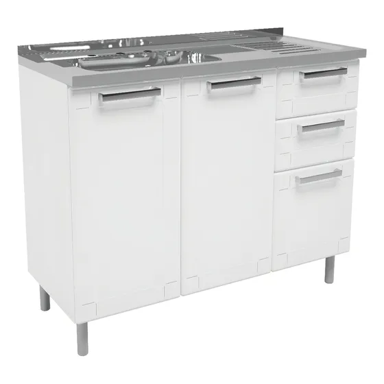 Bertolini Multipla mueble inferior 3 puertas 2 cajones color blanco