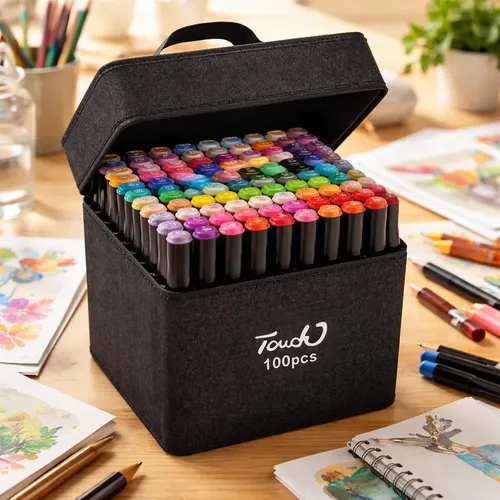 Marcador Conjunto Canetas 100 Cores Permanente Ponta Dupla Touch