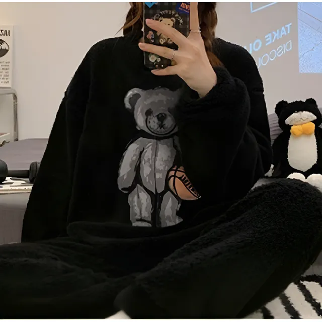 Pijama Peluche Largo Osos Plus Abrigados Varios Colores