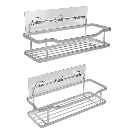 Organizador De Ducha Set X2 Repisa Baño Adhesivo Inoxidable Color Silver