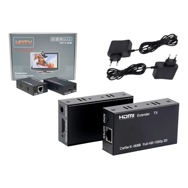 Extensor Hdmi 60 Metros Mediante Cable De Red Cat 6 Full Hd