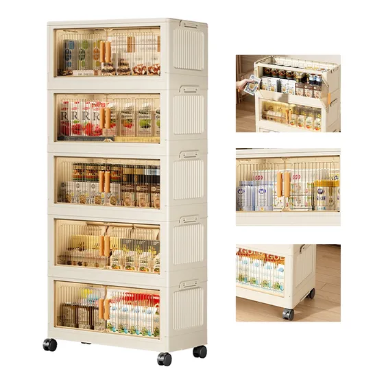 39*24*106 Closet Mueble Armarios Organizador Plegable Ruedas Marrón Claro