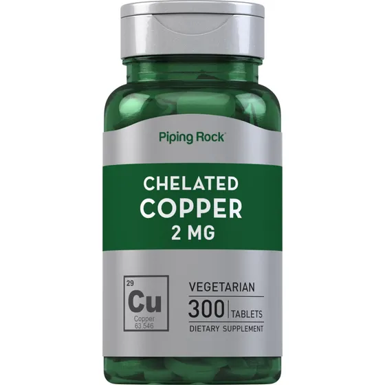 Suplemento De Cobre Quelado Piping Rock, 2 Mg, 300 Comprimid