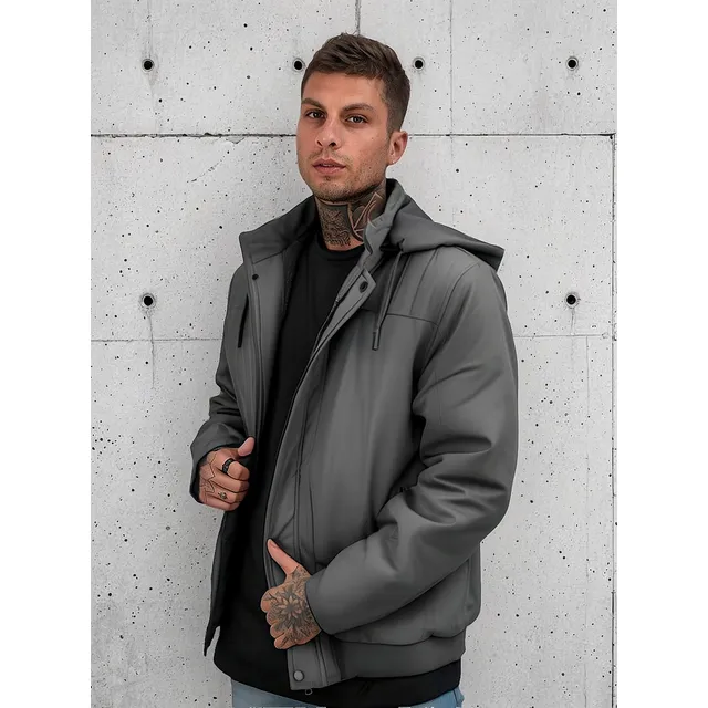 Casaco Masculino Plus Size Jaqueta Sarja Forrada Capuz Casaco Masculino Plus Size Jaqueta Sarja Forrada Capuz