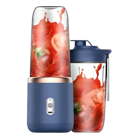 Mini Liquidificador 2 Copos Portátil Mixer Recarregável 6 Lâminas Batedor Sheikeira 40W 400mL 1 USB-C Cor Azul