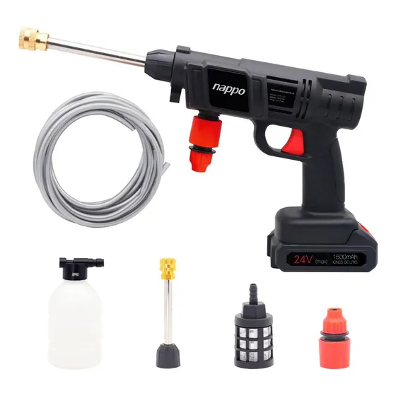 Hidrolavadora Nappo Inalámbrica 500w Batería 24v 1500mah Color Negro