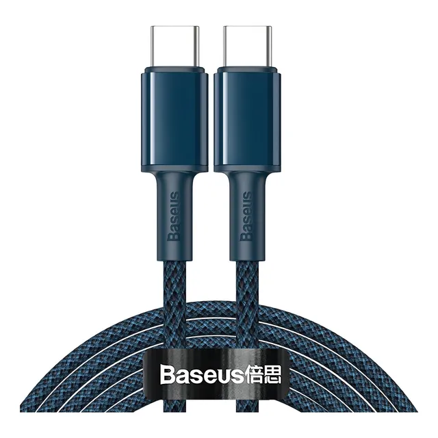 Cable de 2 clavijas tipo C Pd Qc 3.0 100w 5a Turbo Baseus 2 metros color azul