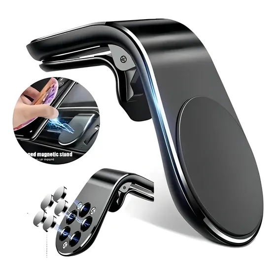 Suporte Veicular Magnético 360° para Celular com Clipe, Anti Queda e Rotação