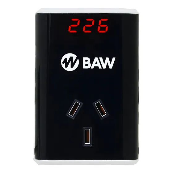 Protector Alta Baja Tension Baw Digital Heladera Lavarropa Color Negro