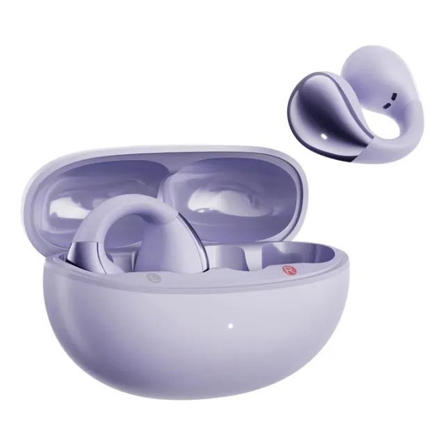 Audífonos Inálambricos Qcy Crossky C30 Con Clip Para Oreja Open-ear Bluetooth 5.4 25 Horas De Batería Conexión Multipunto Protección Ipx4 Contra Salpicaduras Graves Mejorados Deportivos Lila