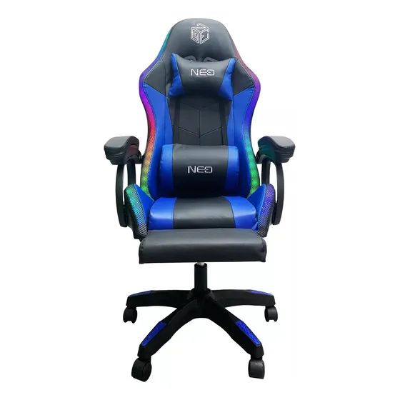 Silla Gaming Con Luz Rgb Cojín Lumbar Posa Pies 