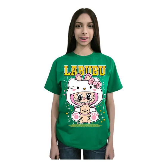 Polera Manga Corta Labubu Rosa Cod 001