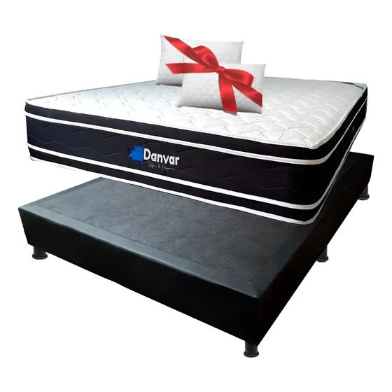Colchón Pillow Euro+regalo Base Cama 1.40x1.90