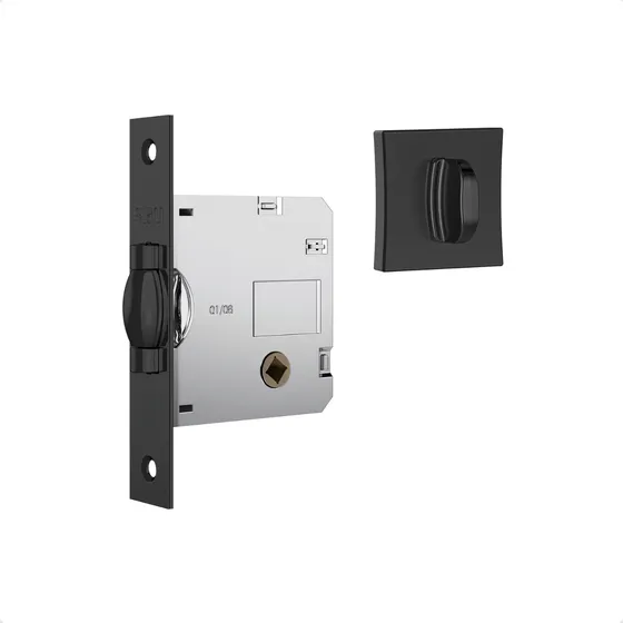 Fechadura 1025 Banheiro Pivotante Quadrada Preto Fosco Stam