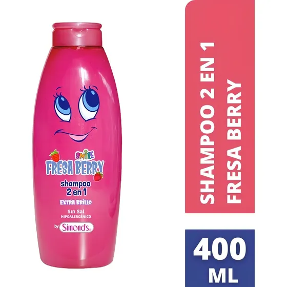 Shampoo Simonds Fresa Berry 2 En 1 Extra Brillo 400 Ml Smile