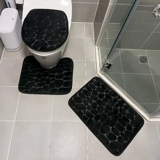 3 Pcs Juego Accesorios Baño Tapetes Para Baño Antiderrapante