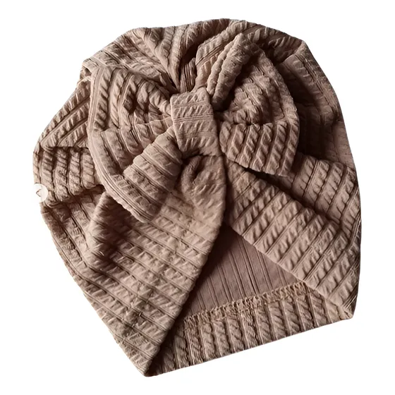 Gorro De Bebe Turbante Algodon Capuccino 0 A 6 Meses Texturada